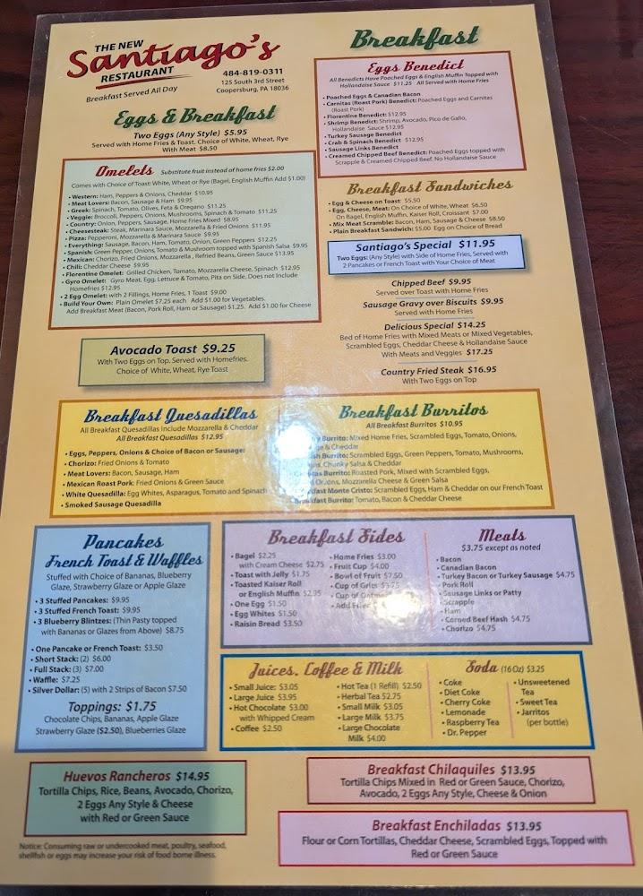 The New Santiago's Restaurant Menu image 3